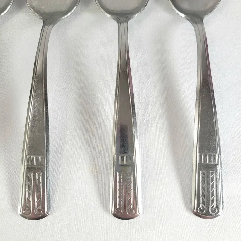 Providence Elegance Stainless Flatware Set 5 Oval Soup Table Spoons USA Retro 7